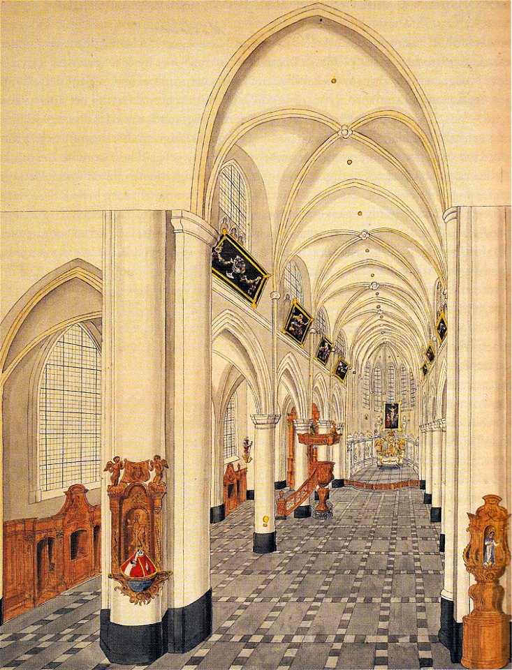 Ph v gulpen, Interieur St-Nicolaaskerk Maastricht, ca 1835