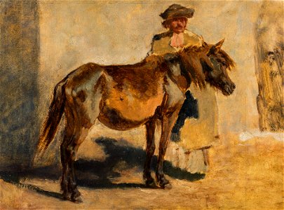 August von Pettenkofen - Ungarischer Hirte mit Pferd