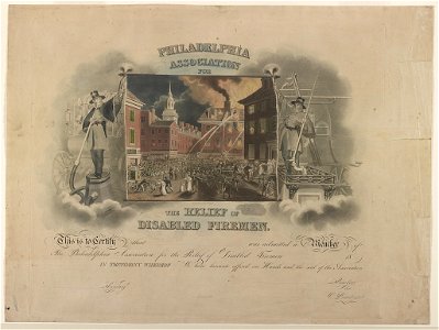 Philadelphia Association for the Relief of Disabled Firemen - drawn and engraved by J.R. Smith, writing engraved by J. & W.W. Warr. LCCN2011645499
