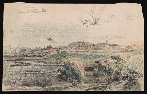 Philadelphia or possibly Camden, probably from the banks of the Delaware, given the steam ferry boat at left LCCN2016645553
