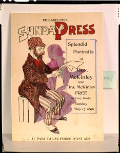 Philadelphia Sunday Press-Splendid portraits of Gov. McKinley and Mrs. McKinley free to every reader, Sunday May 17, 1896 - Brill. LCCN93504472