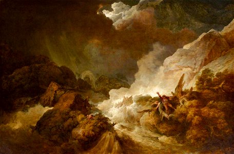 Philip James de Loutherbourg (1740-1812) - Storm and Avalanche near the Scheidegg in the Valley of Lauterbrunnen - 486258 - National Trust