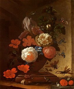 Philip van Kouwenberg (1671-1729) - Still Life with Fruits, Flowers and Insects - 732167 - National Trust. Free illustration for personal and commercial use.