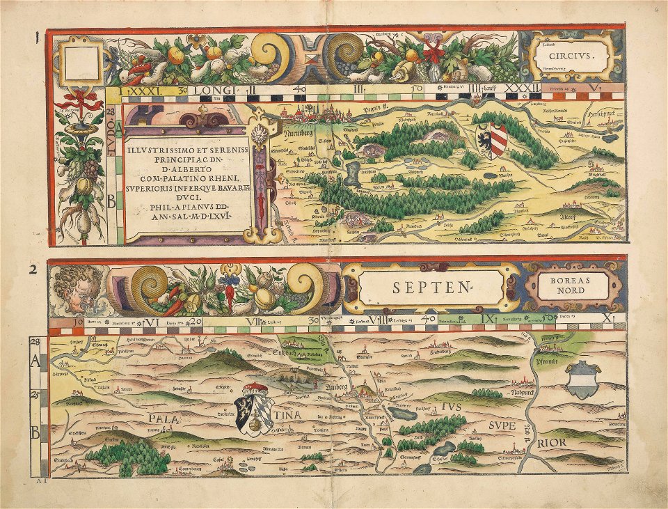 Philipp Apian - Bairische Landtafeln von 1568 - Tafel 01-02