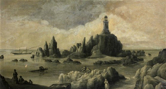 Philip John Ouless - An in-bound Jersey steamer for St. Helier passing the Corbière Rocks and lighthouse