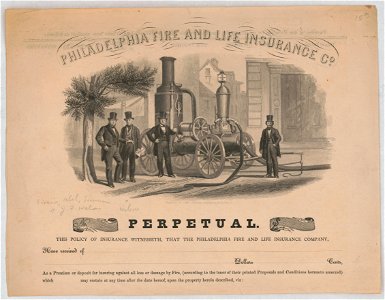 Philadelphia fire and life insurance co. Perpetual - engraved by J. McGoffin at J.M. Butlers establishment 84 Chestnut St. LCCN2014649016