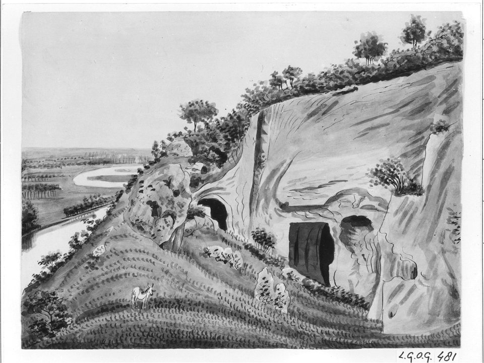 Philippe van Gulpen-Sint-Pietersberg ingang met links met Maasdal ca 1840
