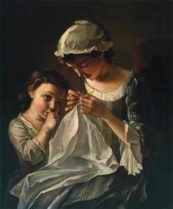 Philippe Mercier (1689-1760) - A Girl Sewing - T00759 - Tate