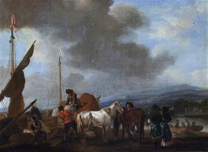 Philips Wouwerman (1619-1668) (after) - Men Loading a Boat at Scheveningen - 1401144 - National Trust