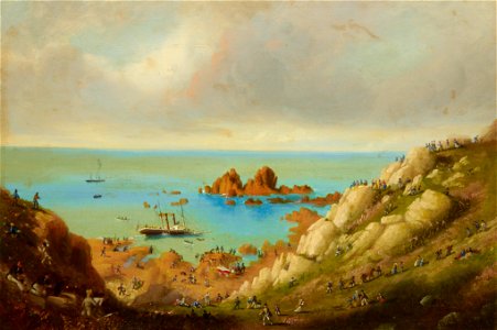 Philip John Ouless - The wreck of the Channel Islands' packet steamer Express in St. Brelade's Bay, Jersey, 20th September 1859