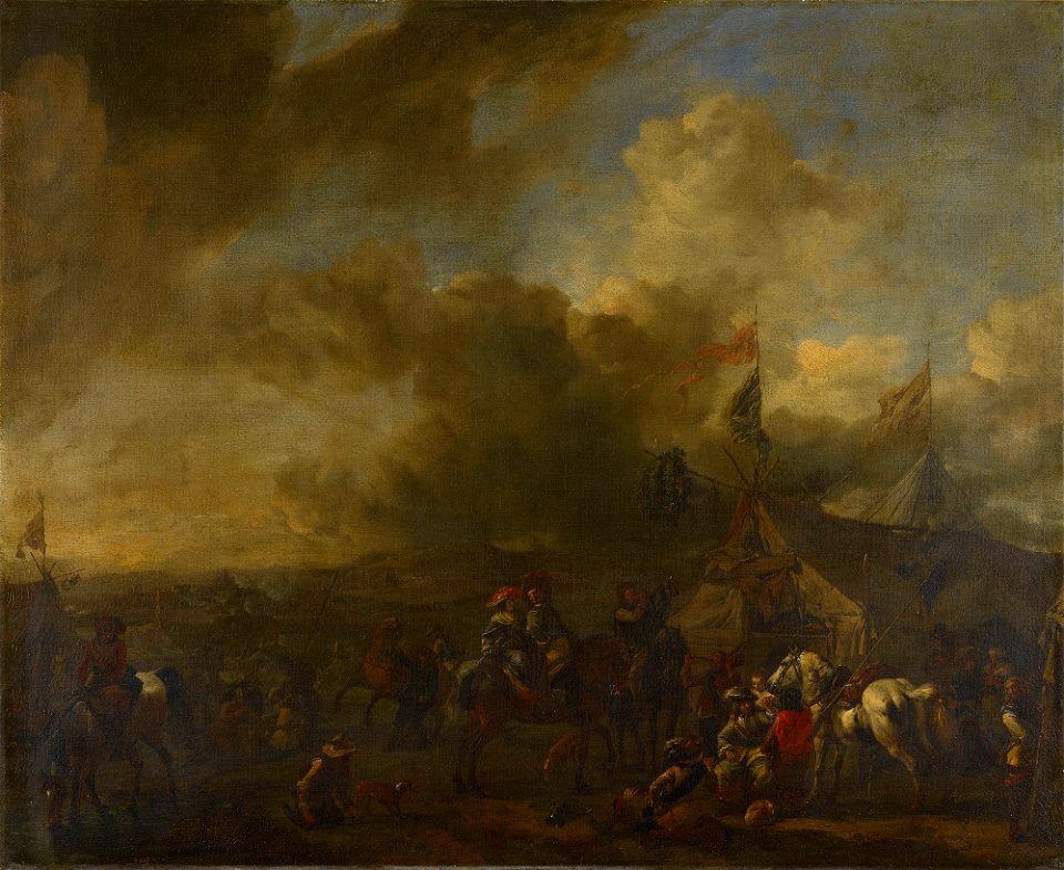 Philips Wouwerman (Haarlem 1619-Haarlem 1668) - Soldiers before a Sutler's Booth - RCIN 400682 - Royal Collection