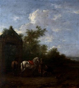 Philips Wouwerman (1619-1668) (style of) - A Landscape with Horsemen and Dogs - 872092 - National Trust