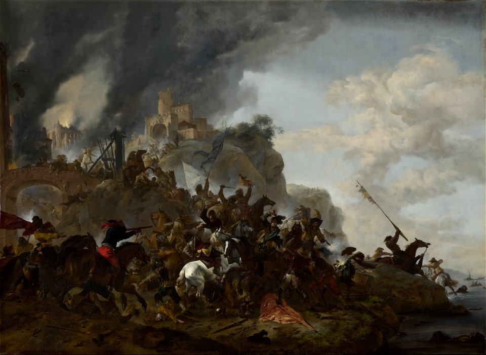 Philips Wouwerman - Cavalry making a Sortie from a Fort on a Hill (1646)