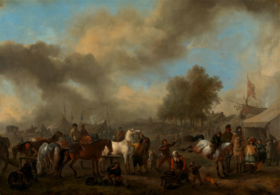Philips Wouwerman (Haarlem 1619-Haarlem 1668) - A Horse Fair in front of a Tented Encampment - RCIN 404589 - Royal Collection