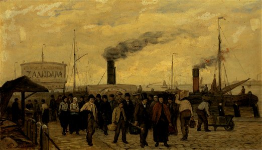 Philip Sadée - Aankomst van het stoomveer uit Zaandam - SA 55405 - Amsterdam Museum