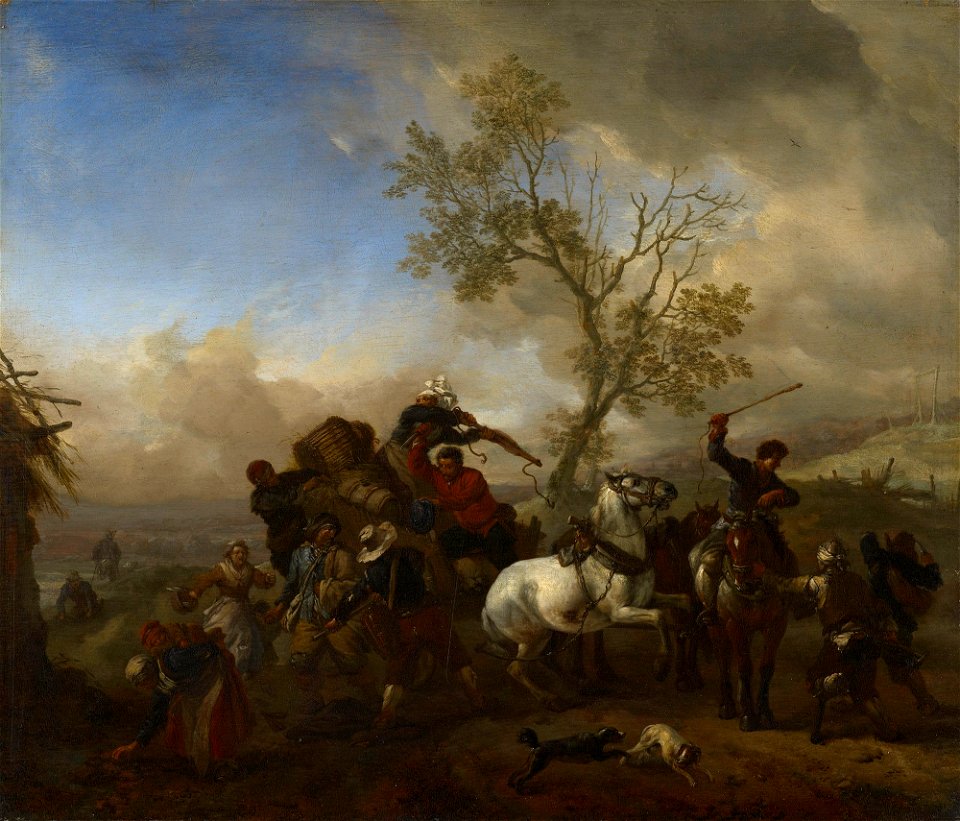 Philips Wouwerman - Robbers Attacking a Market Cart