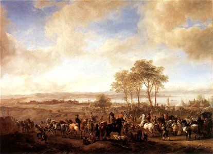 Philips Wouwerman - The Horse Fair - WGA25874. Free illustration for personal and commercial use.