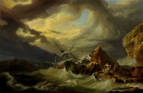 Philippe Jacques de Loutherbourg - A shipwreck off a rocky coast - Google Art Project