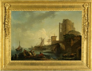 Philippe Jacques Loutherbourg - Harbour Scene with Resting Fishermen (A Calm) L07034-113-lr-1