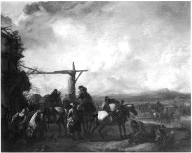 Philips Wouwerman - Ruiters rustend bij een herberg - Gal.-Nr. 1438 - Staatliche Kunstsammlungen Dresden