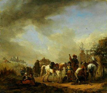 Philips Wouwerman - Landschap met paarden bij een hoefsmid - GK 363 - Museumslandschaft Hessen Kassel