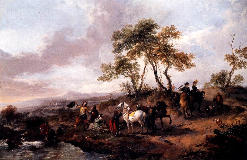 Philips Wouwerman - Halt of a Hunting Party - WGA25875