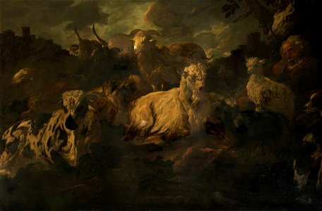 Philipp Peter Roos (1657-1706) - Herdsman Sleeping Amidst His Sheep, Goats and Cattle - 1145084 - National Trust