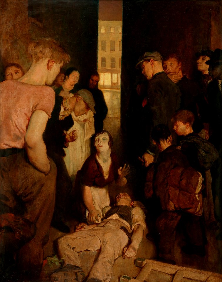 Philpot, Glyn Warren; A Street Accident; Manchester Art Gallery