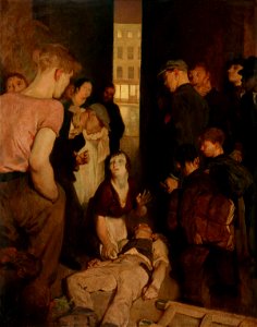 Philpot, Glyn Warren; A Street Accident; Manchester Art Gallery
