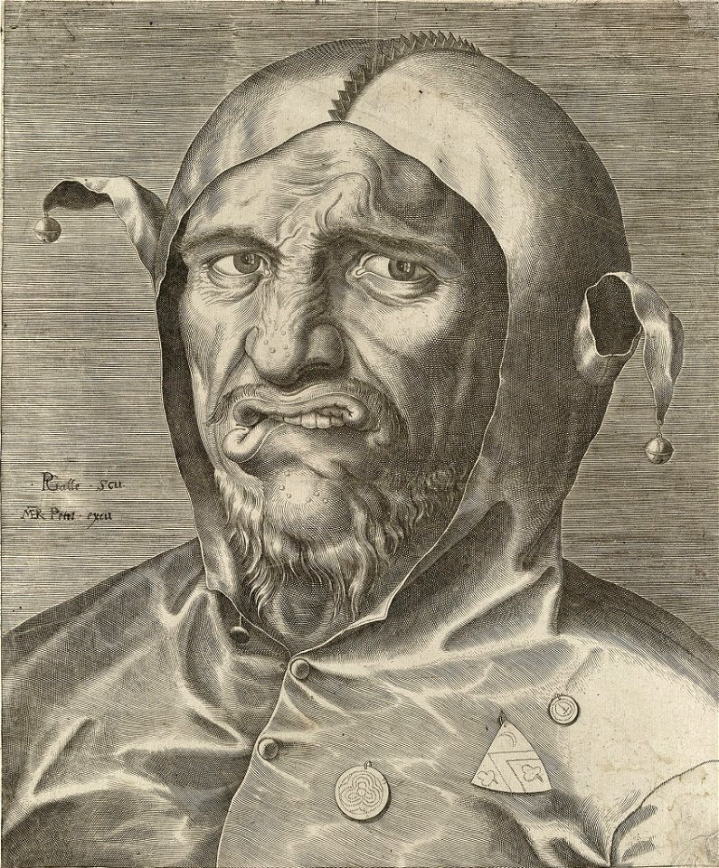 Philips Galle - Narrenkop, ca1570, gravure