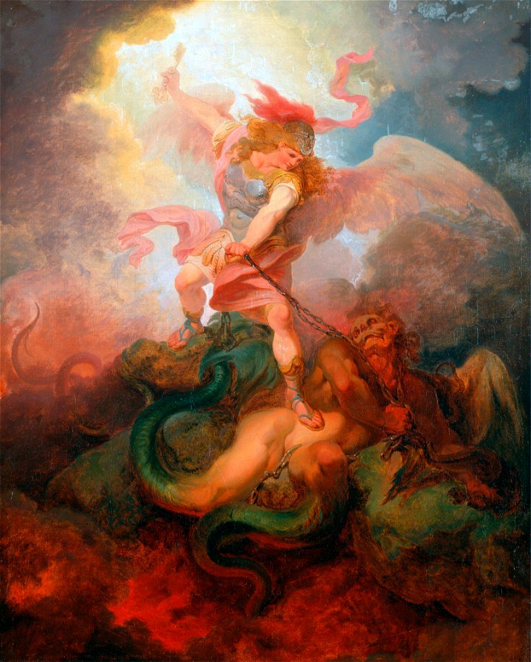 Philippe-Jacques de Loutherbourg - The Angel Binding Satan - Google Art Project