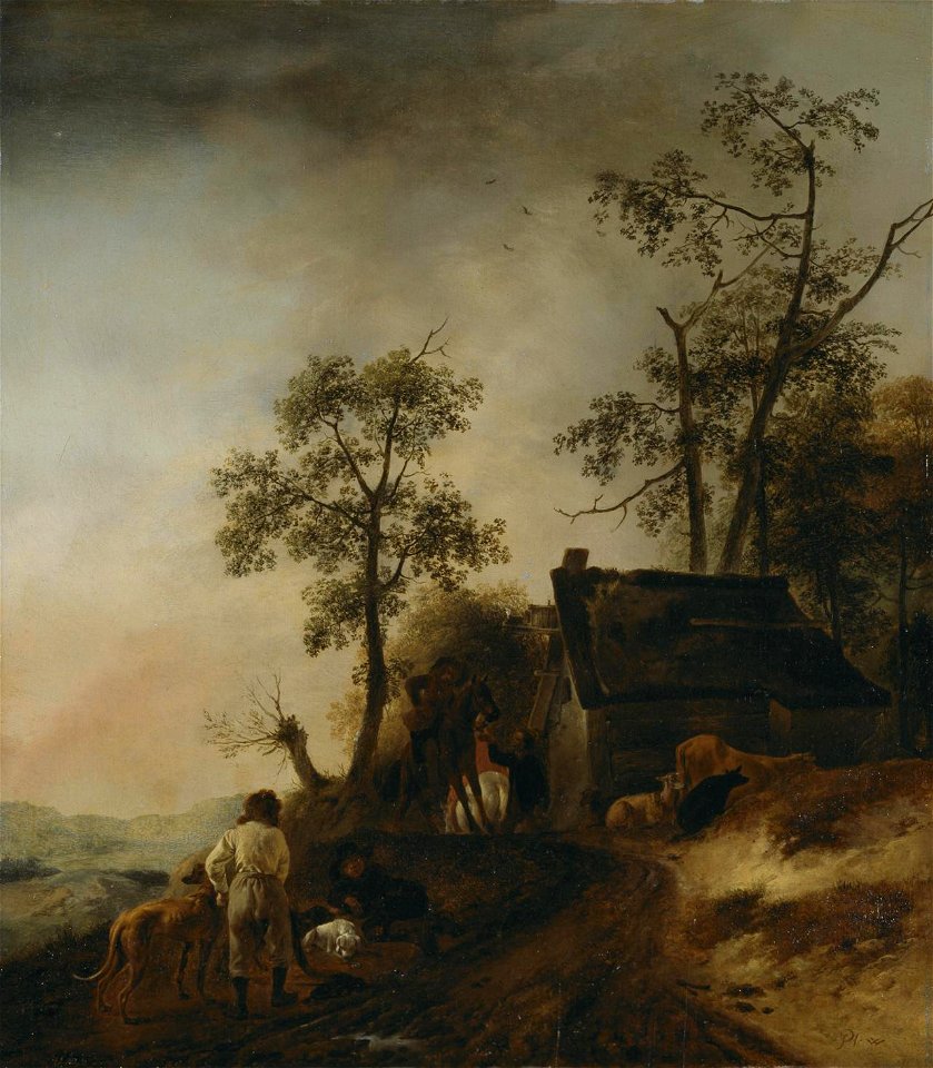 Philips Wouwerman - In front of the inn (Country scene with a hunting party) Fd000840