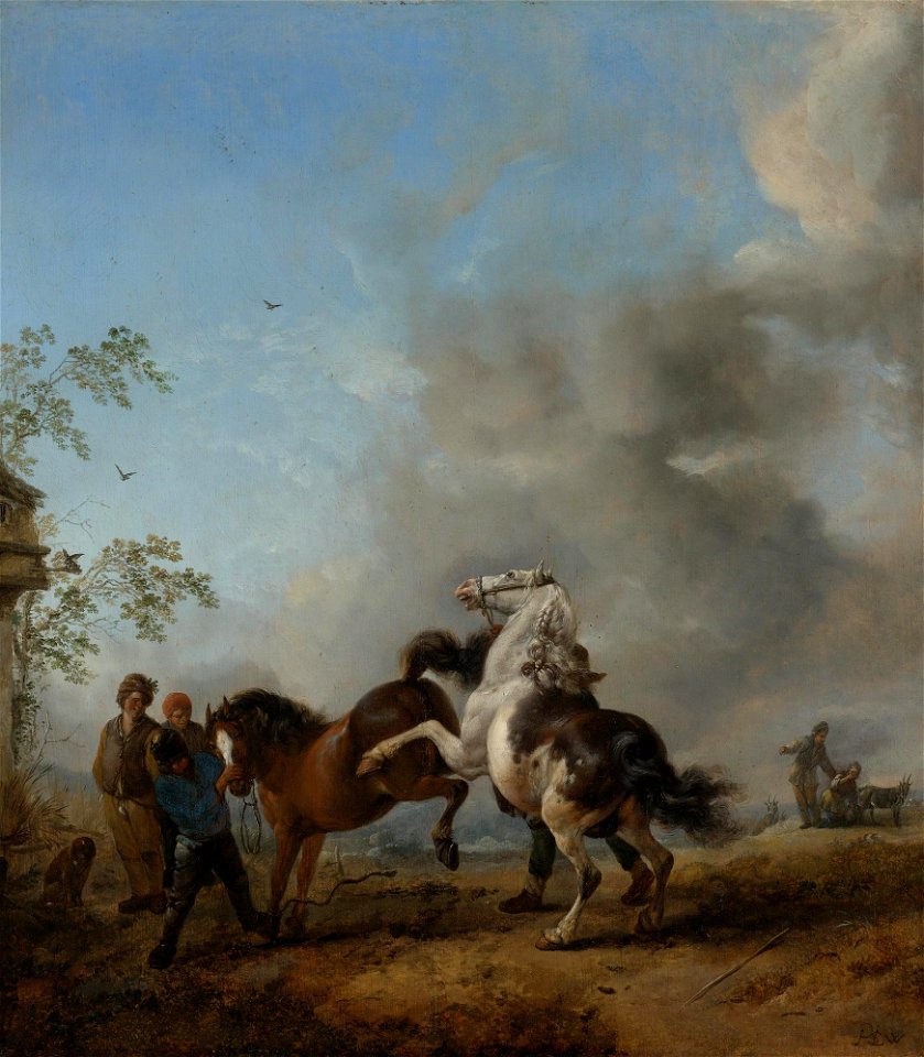 Philips Wouwerman - A Mare and a Stallion in Front of a House N08404-11-lr-1