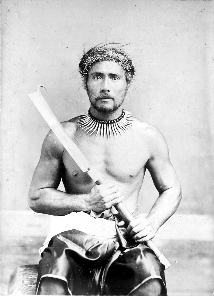 Photograph of the first chief killed during the Samoan war, ca. 1880s