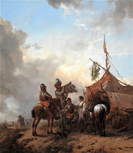 Phillips Wouwerman - Soldiers Carousing with a Serving Woman outside a Tent - 2004.10 - Detroit Institute of Arts