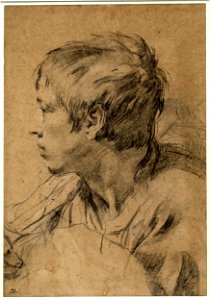 Piazzetta - Portrait of an unknown youth in profile to left, head and shoulders holding a hat, 1946,0713.100