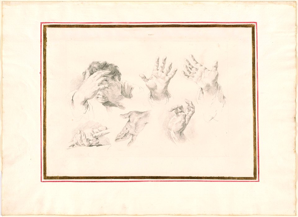 Piazzetta - Six Studies of Hands, with a Pair Held Before a Boy's Face, 1961.1240