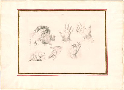 Piazzetta - Six Studies of Hands, with a Pair Held Before a Boy's Face, 1961.1240