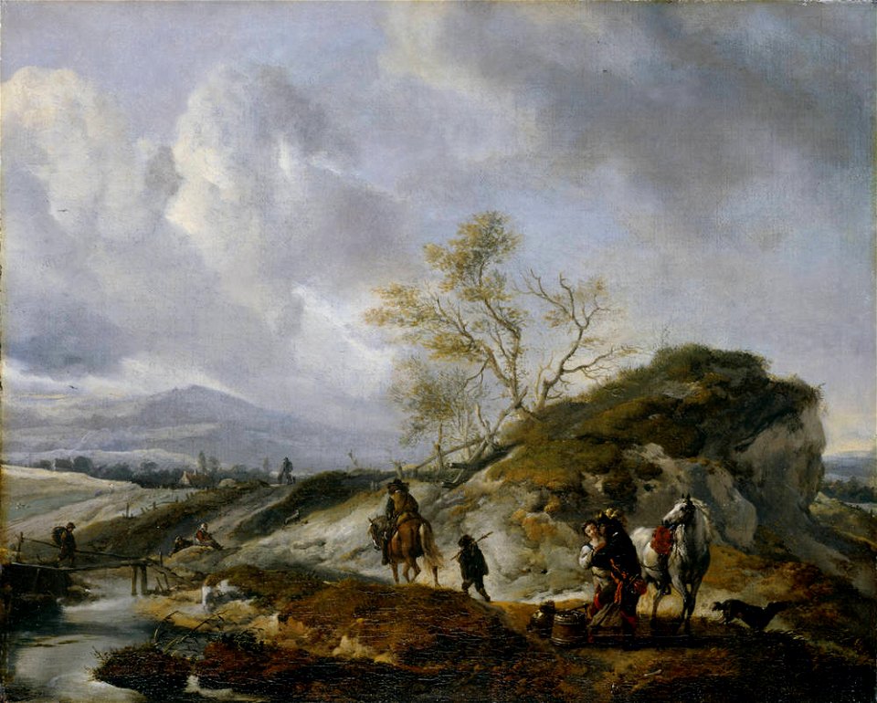 Philips Wouwerman - A Cavalier Embracing a Girl