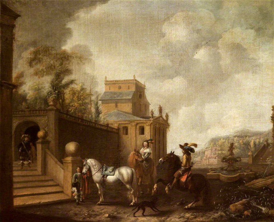 Philips Wouwerman (1619-1668) (style of) - Riders Outside a Country House - 724350 - National Trust