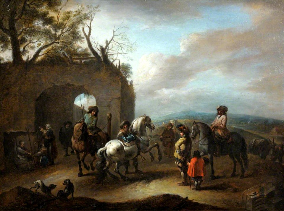Philips Wouwerman (1619-1668) (after) - Landscape with a Riding School - 926831 - National Trust