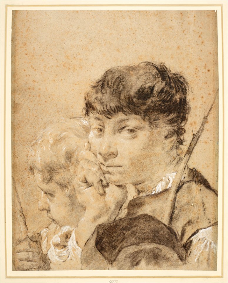 Piazzetta - The heads of two boys holding sticks c. 1730-50, RCIN 990772