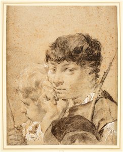 Piazzetta - The heads of two boys holding sticks c. 1730-50, RCIN 990772