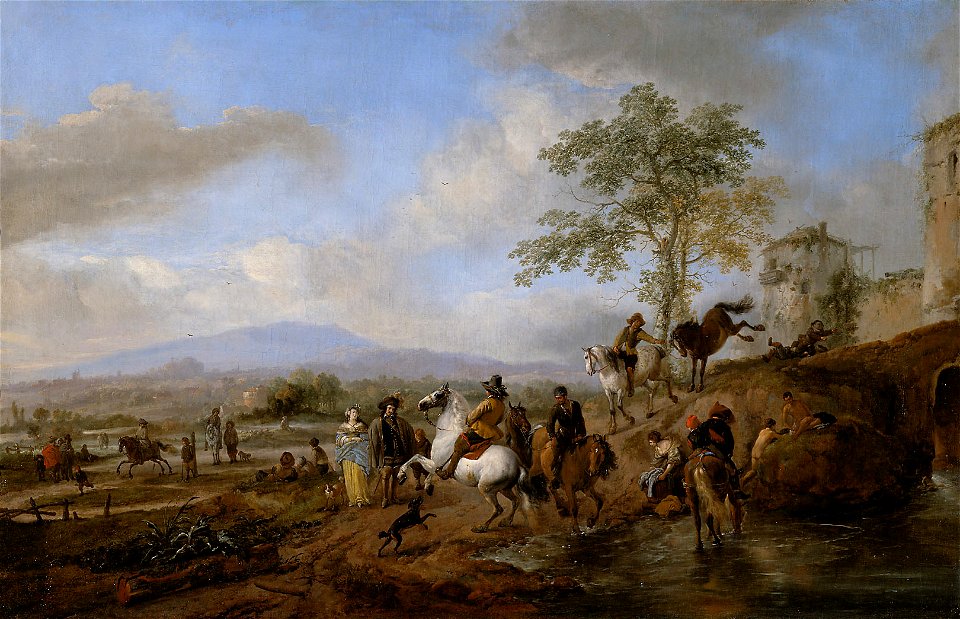 Philips Wouwerman - Reitschule und Pferdeschwemme - GG 713 - Kunsthistorisches Museum