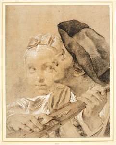 Piazzetta - Heads of a young huntsman and a peasant girl c. 1730 - c. 1740, RCIN 990785. Free illustration for personal and commercial use.