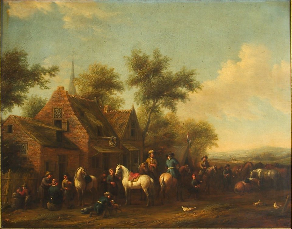 Philips Wouwerman - Landscape with Horsemen Resting outside an Inn - KMS4309 - Statens Museum for Kunst