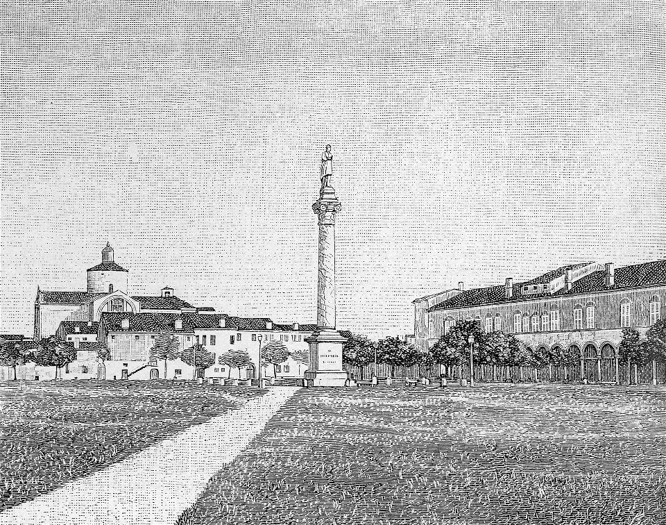 Piazza Ariostea in Ferrara (xilografia)