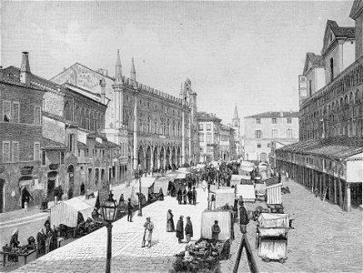 Piazza e Palazzo della Ragione in Ferrara (xilografia)