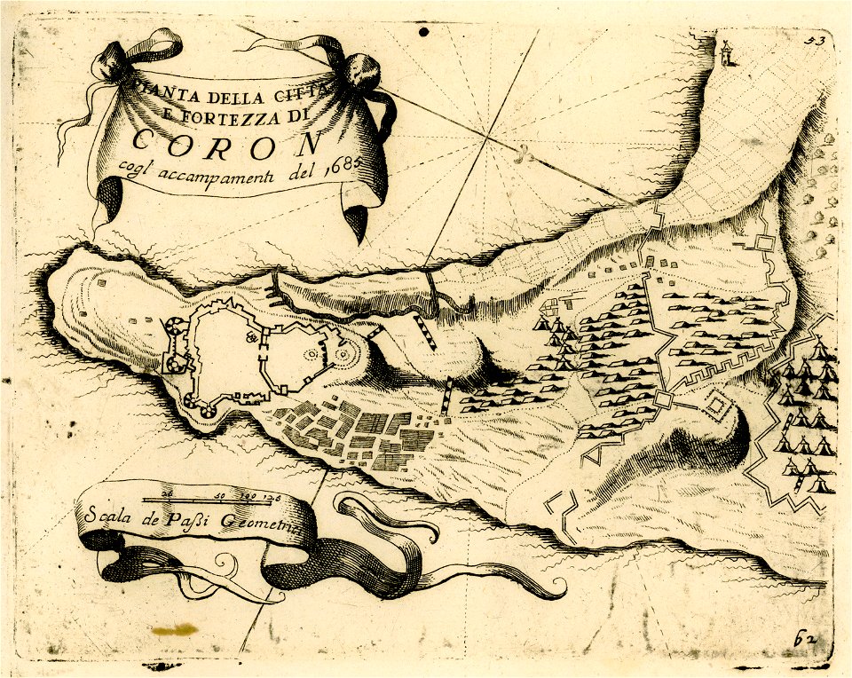 Pianta della Cittá e Fortezza di Coron - Coronelli Vincenzo - 1688