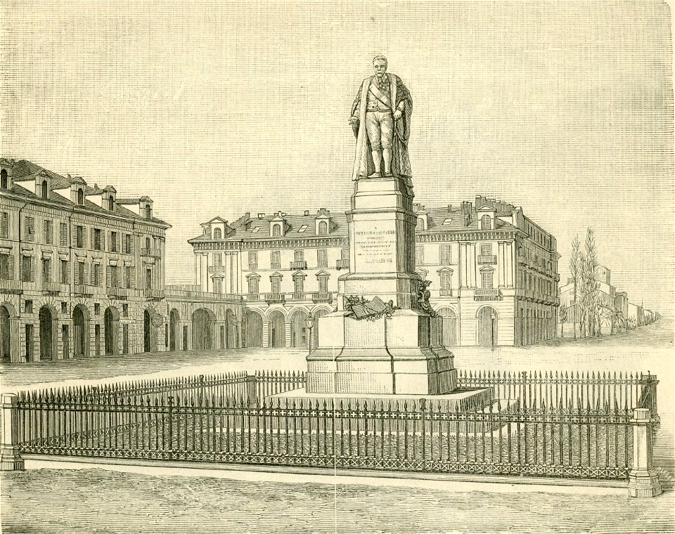 Piazza Vittorio Emanuele II e Monumento a Giuseppe Barbaroux in Cuneo